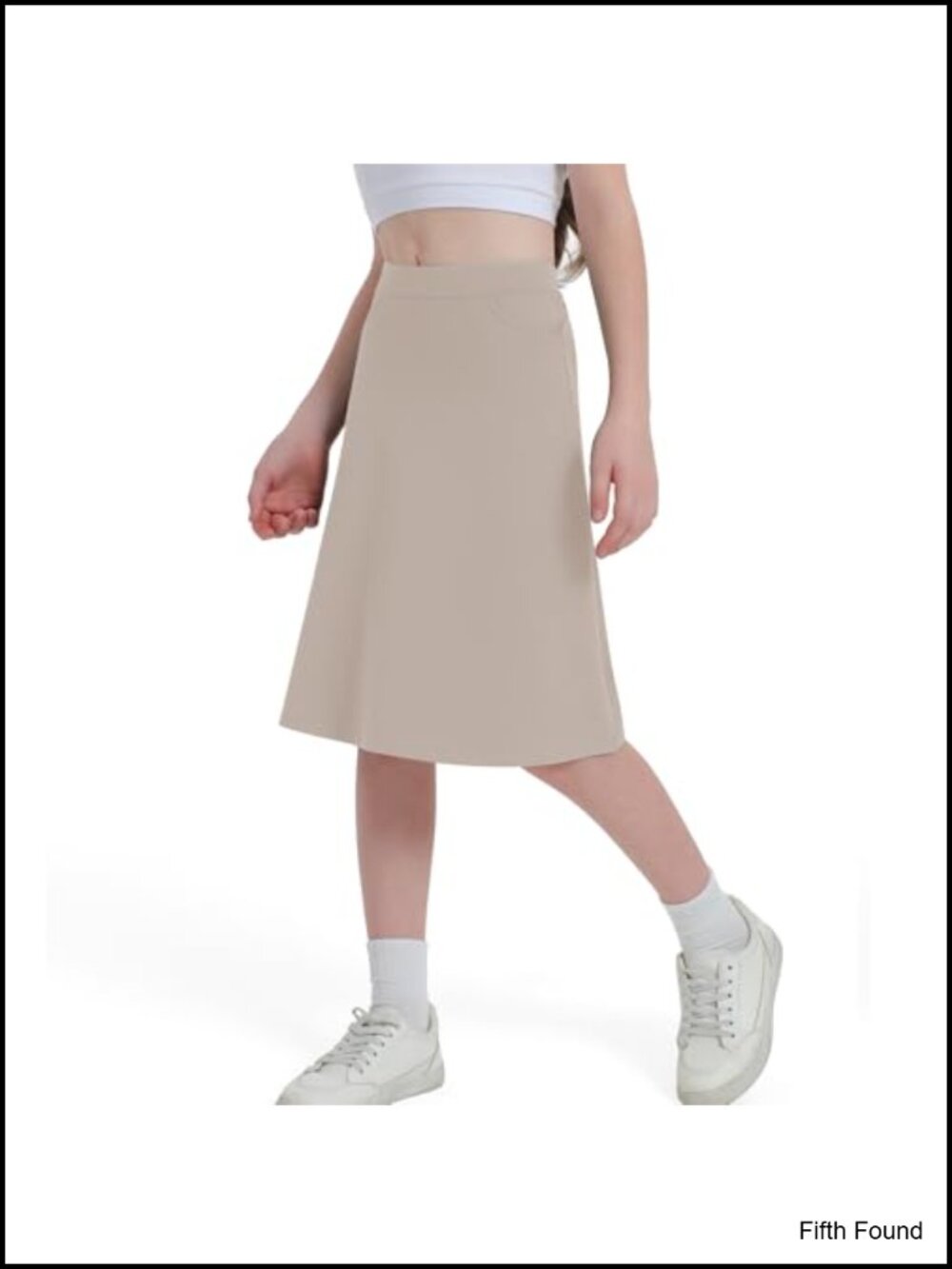 Girls Midi Knee Length Skort with Arc Pockets 85% Polyester 15% Spandex